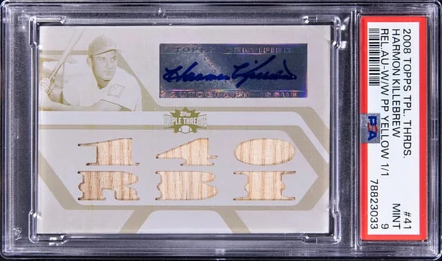 2008 Topps Triple Threads Harmon Killebrew Relics Autograph White Wale Printing Plate Cyan #TTAR-41 card image