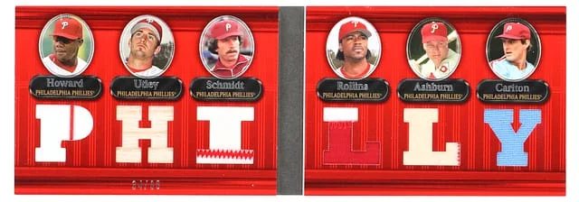 2008 Topps Triple Threads Howard/Utley/Schmidt/Rollins/Ashburn/Carlton Patch Booklet #29 card image