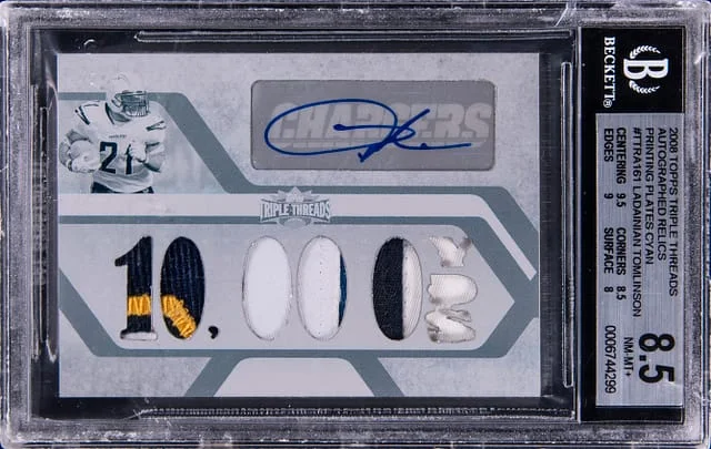 2008 Topps Triple Threads LaDainian Tomlinson Autographed Relics Printing Plates Cyan #TTRA161 card image