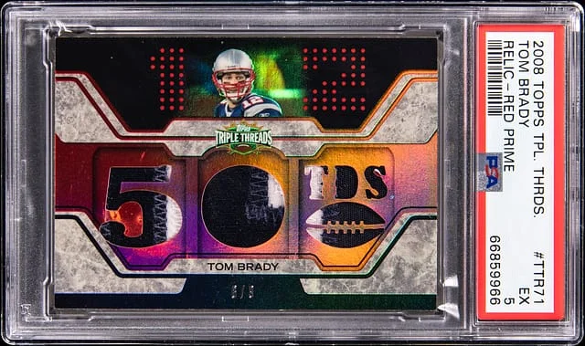 2008 Topps Triple Threads Tom Brady Relic Red Prime #TTR-71 card image
