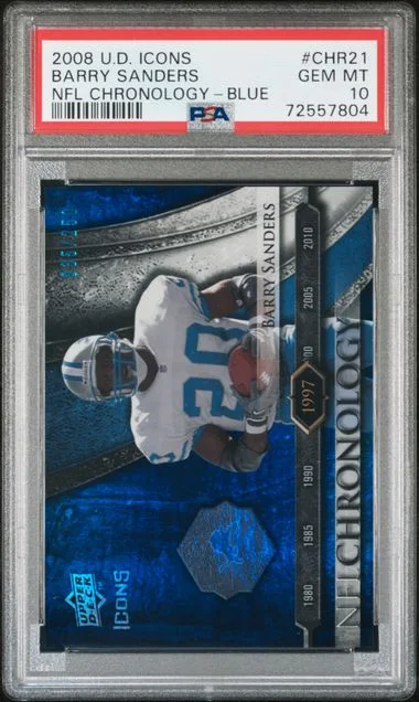 2008 Upper Deck Barry Sanders Icons NFL Chronology Blue #CHR21 card image