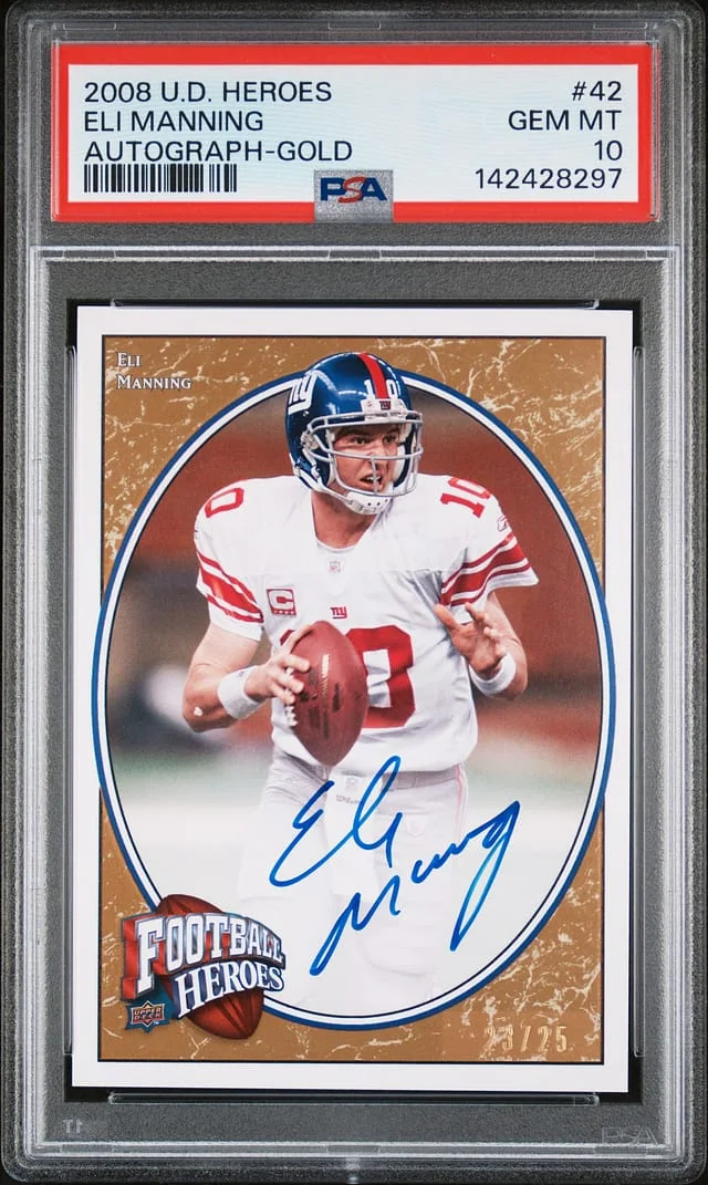 2008 Upper Deck Eli Manning Heroes Autograph-Gold #42 card image