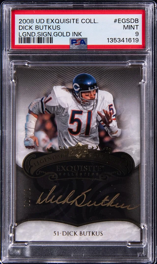 2008 Upper Deck Exquisite Collection Dick Butkus Legendary Signatures Gold Ink #EGS-DB card image