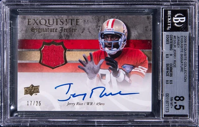 2008 Upper Deck Exquisite Collection Jerry Rice Signature Jersey #ESSJR card image