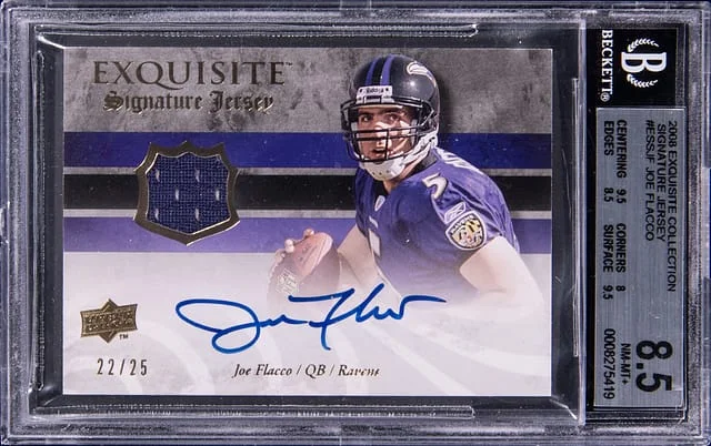 2008 Upper Deck Exquisite Collection Joe Flacco Signature Jersey #ESSJF card image