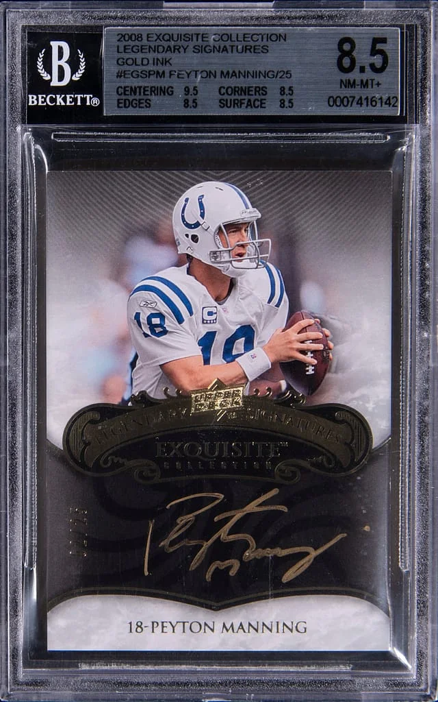 2008 Upper Deck Exquisite Collection Peyton Manning Legendary Signatures Gold Ink #EGS-PM card image