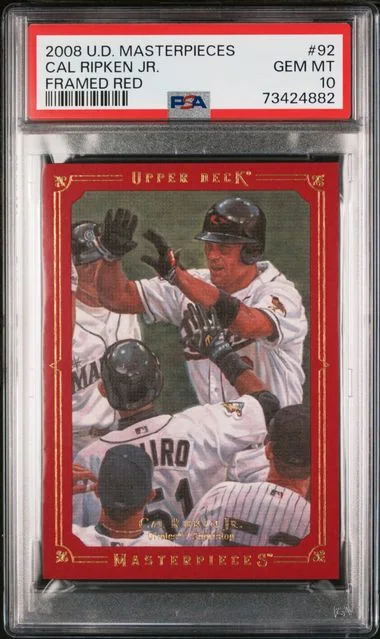 2008 Upper Deck Masterpieces Cal Ripken Jr. Framed Red #92 card image