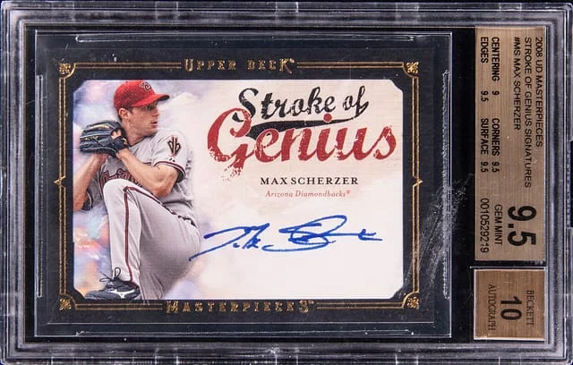 2008 Upper Deck Masterpieces Max Scherzer Stroke of Genius Signatures #SG-MS card image