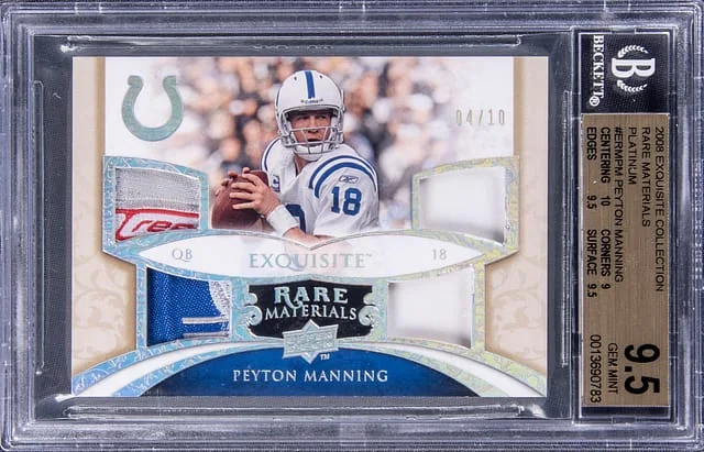 2008 Upper Deck Peyton Manning Quad Exquisite Rare Materials #ERM-PM card image