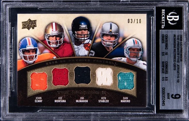 2008 Upper Deck Premier Elway/Montana/Mcmahon/Stabler/Marino Fiver Jersey #PRS-EMMSM card image