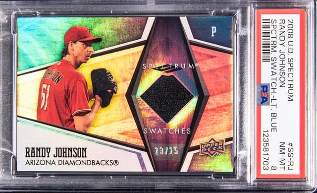 2008 Upper Deck Randy Johnson Spectrum Spectrum Swatches Lght Blue #SS-RJ card image