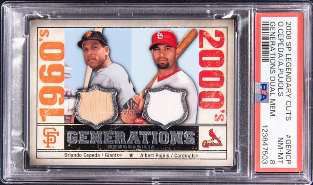 2008 Upper Deck SP Legendary Cuts Orlando Cepeda, Albert Pujols Generations Dual Memorabilia #GEN-CP card image