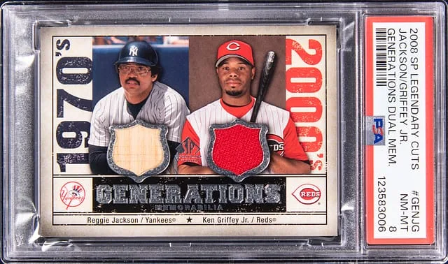 2008 Upper Deck SP Legendary Cuts Reggie Jackson, Ken Griffey Jr. Generations Dual Memorabilia #GEN-JG card image