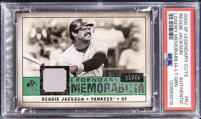 2008 Upper Deck SP Legendary Cuts Reggie Jackson Legendary Memorabilia Light Green #LM-RJ card image
