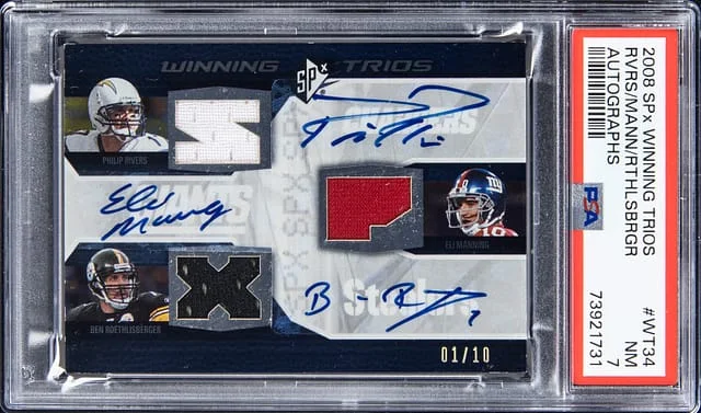 2008 Upper Deck SPx Philip Rivers/Ben Roethlisberger/Eli Manning Multi-Signed Winning Trios Autographs #WT34 card image