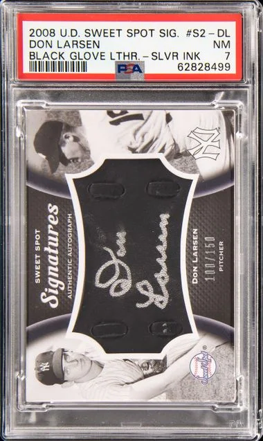 2008 Upper Deck Sweet Spot Signatures Don Larsen Black Glove Leather Silver Ink #S2-DL card image
