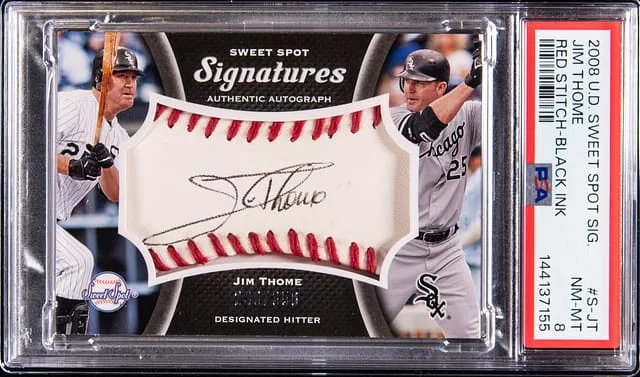 2008 Upper Deck Sweet Spot Signatures Jim Thome Red Stitch Black Ink #S-JT card image