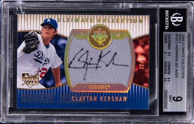 2008 Upper Deck Ultimate Collection Clayton Kershaw Jersey Autographs Gold #107 card image