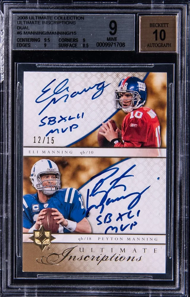 2008 Upper Deck Ultimate Collection Peyton Manning/Eli Manning Inscriptions Dual #UDI-6 card image