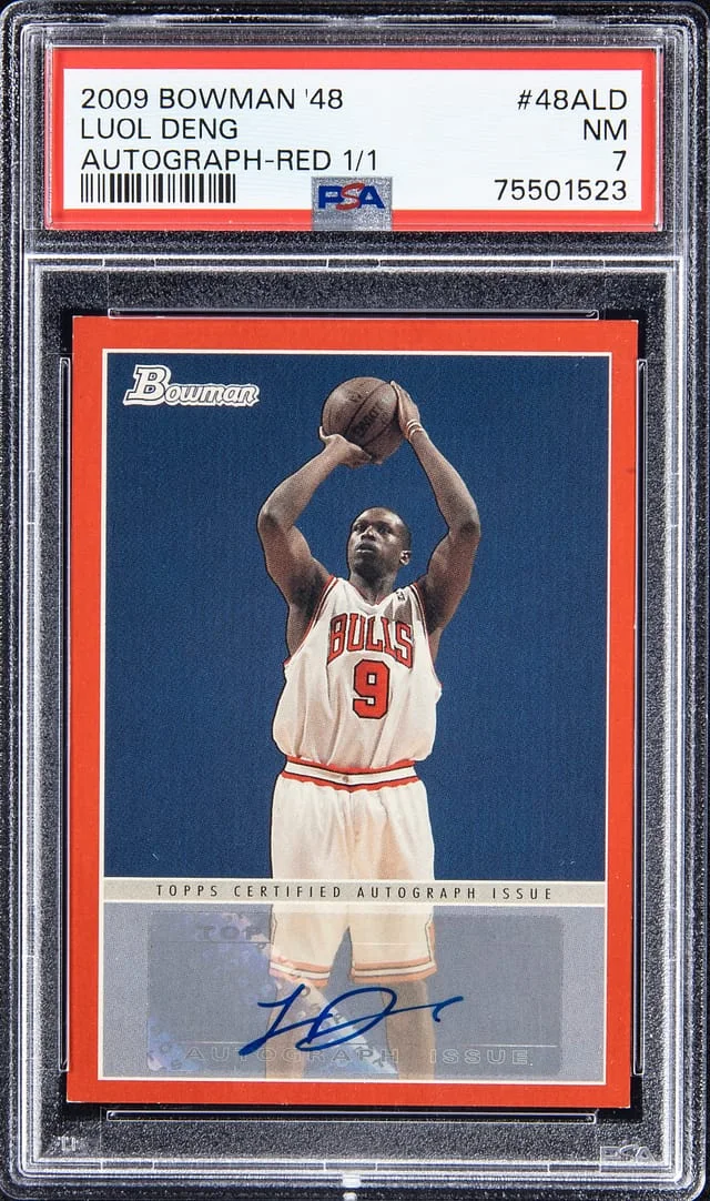 2009-10 Bowman #48ALD 48 Luol Deng Autograph Red #1/1 card image
