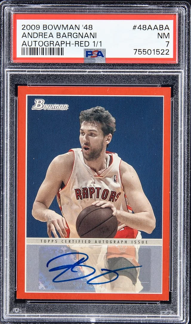 2009-10 Bowman Andrea Bargnani 48 Autograph Red #48A-ABA card image