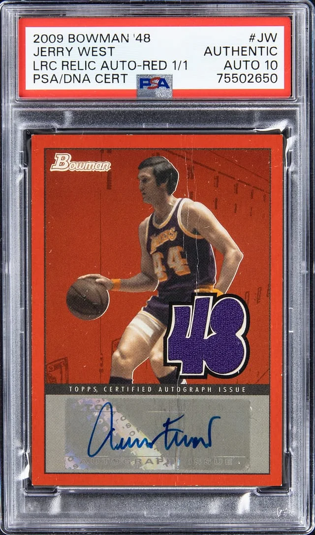 2009-10 Bowman Jerry West 48 Locker Room Collection Autograph Relic Red #LRCAR-JW card image