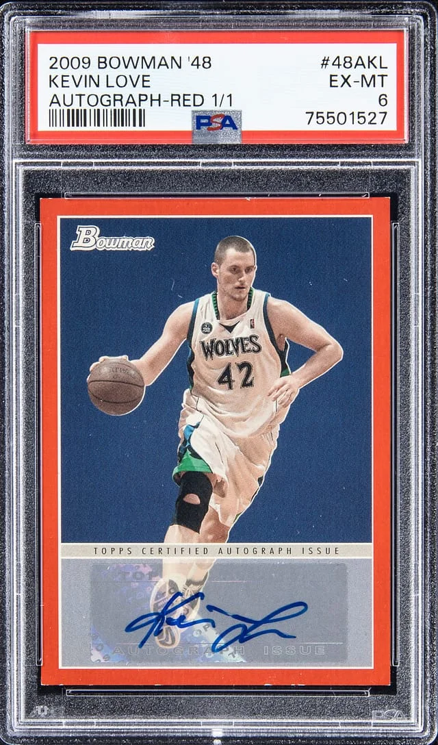 2009-10 Bowman Kevin Love 48 Autograph Red #48A-KL card image