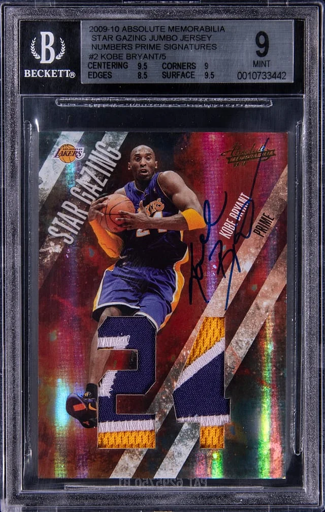 2009-10 Panini Absolute Kobe Bryant Memorabilia Star Gazing Jumbo Jersey Numbers Prime Signatures #2 card image