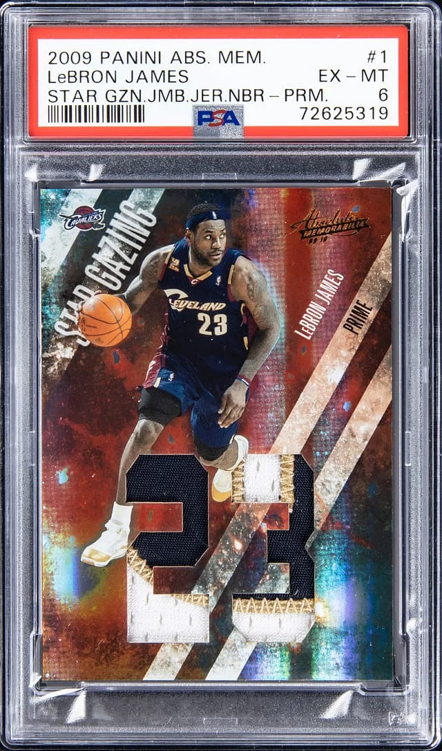 2009-10 Panini Absolute LeBron James Memorabilia Star Gazing Jumbo Jersey Number Prime #1 card image
