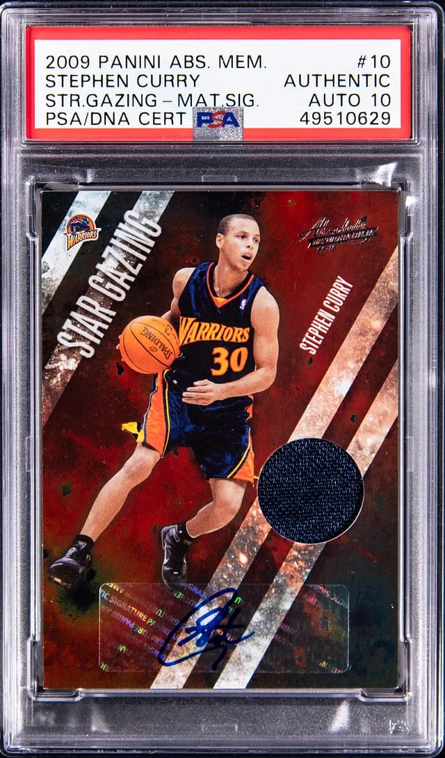 2009-10 Panini Absolute Stephen Curry Memorabilia Star Gazing Jumbo Jersey Number Prime Signatures #10 card image