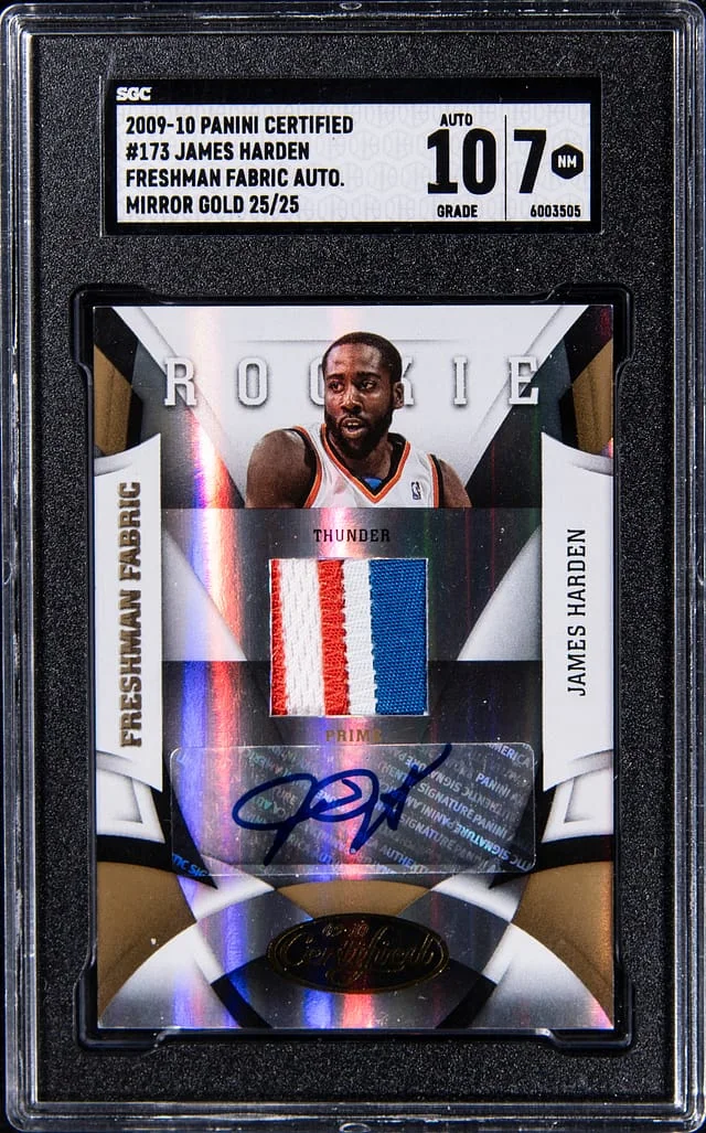 2009-10 Panini Certified James Harden Freshman Fabric Autograph Mirror Gold #173 card image