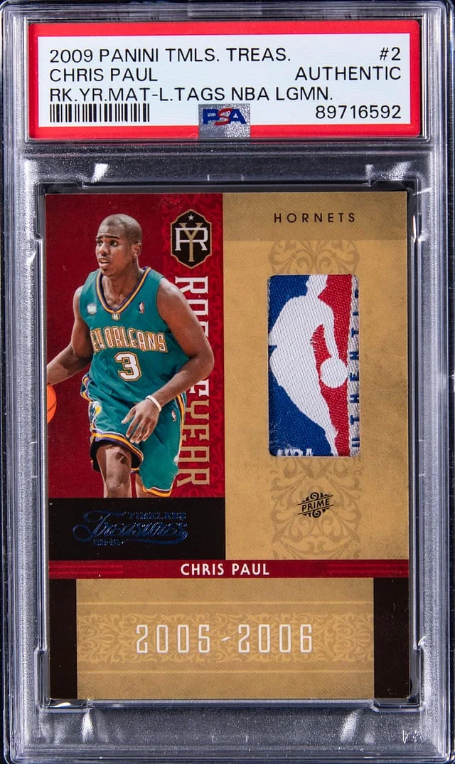 2009-10 Panini Chris Paul Timeless Treasure Year Material Laundry Tags NBA Logoman #2 card image