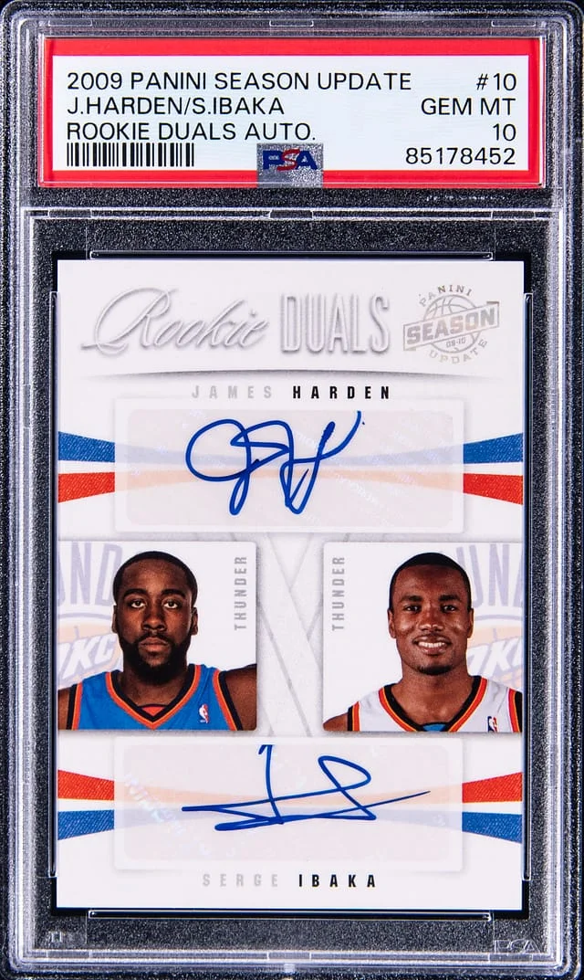 2009-10 Panini James Harden/Serge Ibaka Season Update Duals Autograph #10 card image