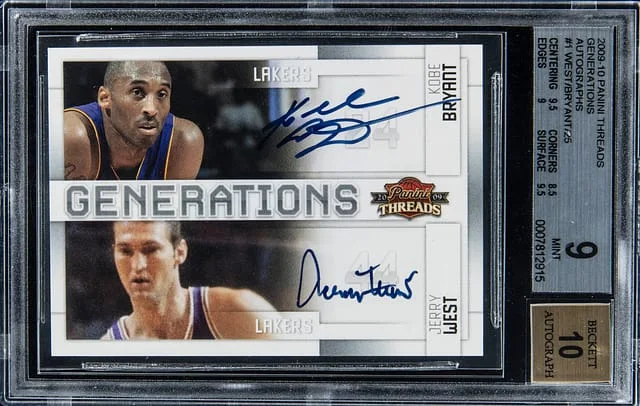 2009-10 Panini Kobe Bryant/Jerry West Threads Generations Autographs #1 card image