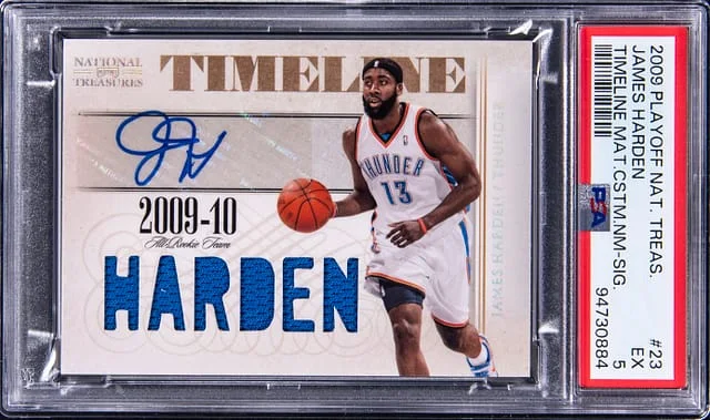 2009-10 Panini National Treasures James Harden Timeline Materials Custom Name Signature #23 card image