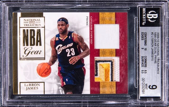 2009-10 Panini National Treasures LeBron James Dual NBA Gear Dual Prime #2 card image