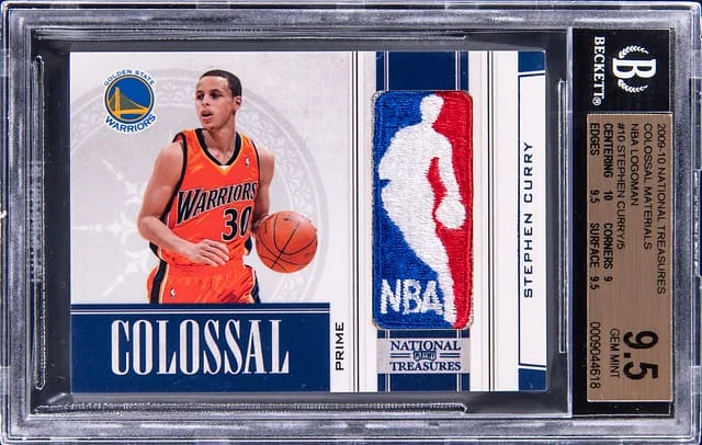 2009-10 Panini National Treasures Stephen Curry Colossal Materials Jersey Numbers Prime #10 card image