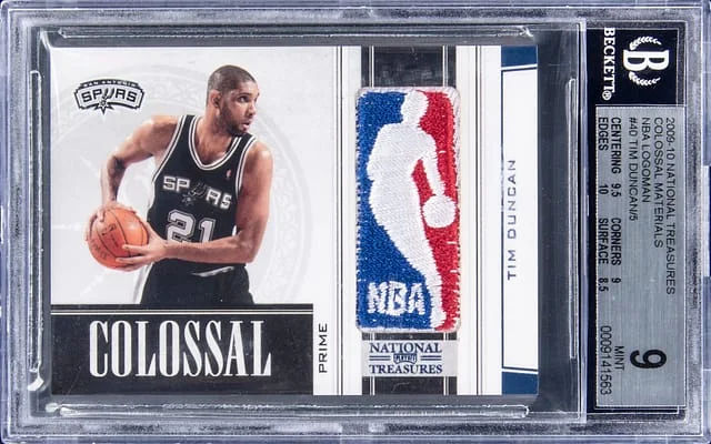 2009-10 Panini National Treasures Tim Duncan Colossal Materials NBA Logoman #40 card image