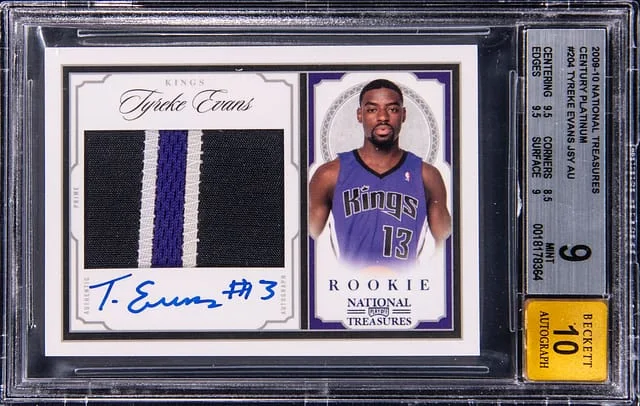 2009-10 Panini National Treasures Tyreke Evans Patch Autograph (RPA) Century Platinum #204 card image