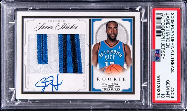 2009-10 Panini Playoff James Harden National Treasures Patch Autograph (RPA) #203 card image