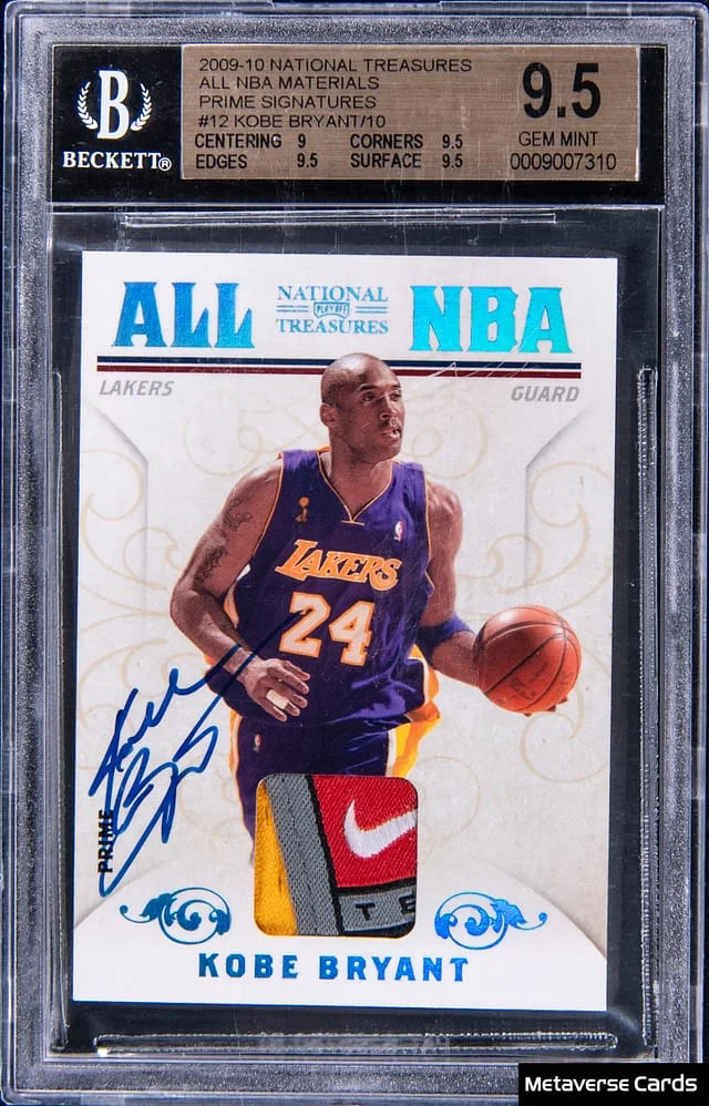 2009-10 Panini Playoff Kobe Bryant National Treasures All NBA Materials Prime Signatures #12 card image