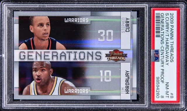 2009-10 Panini Stephen Curry /Tim Hardaway Threads Generations Century Proof #8 card image