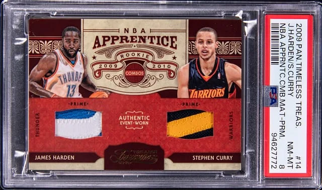 2009-10 Panini Stephen Curry/James Harden Timeless Treasures NBA Apprentice Combo Materials Prime #14 card image