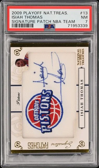 2009-10 Playoff Isiah Thomas National Treasures Signature Patch NBA Team #13 card image