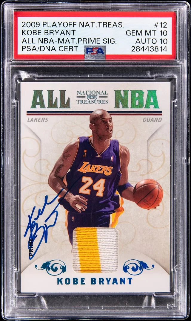 2009-10 Playoff Kobe Bryant National Treasures All NBA Material Prime Signatures #12 card image
