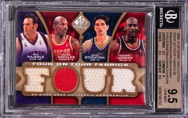 2009-10 SP Game Used Edition Four On Four Fabrics Majerle/Drexler/Stockton/Jordan/Frazier/Webb/Hornacek/Kerr #no-number card image