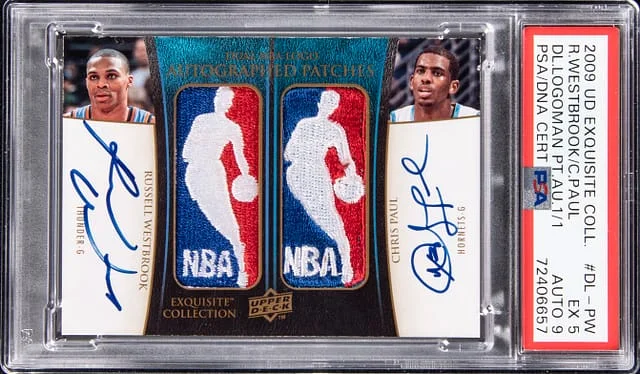 2009-10 UD Exquisite Collection Dual Logoman Patch Autographs Chris Paul/Russell Westbrook #DL-PW card image