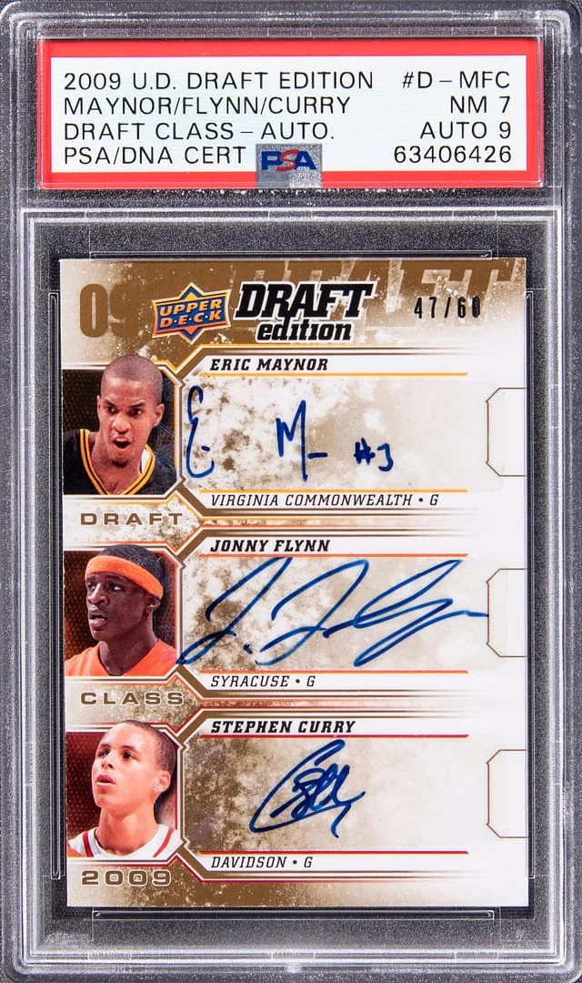 2009-10 Upper Deck Eric Maynor/Jonny Flynn/Stephen Curry Multi-Signed Draft Edition Draft Class Autographs #D-MFC card image