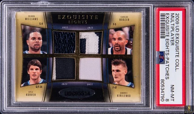 2009-10 Upper Deck Exquisite Collection Bynum/Bryant/Farmar/Gasol/Williams/Boozer/Korver/Kirlenko Exquisite Eights Patches #LALJAZ card image