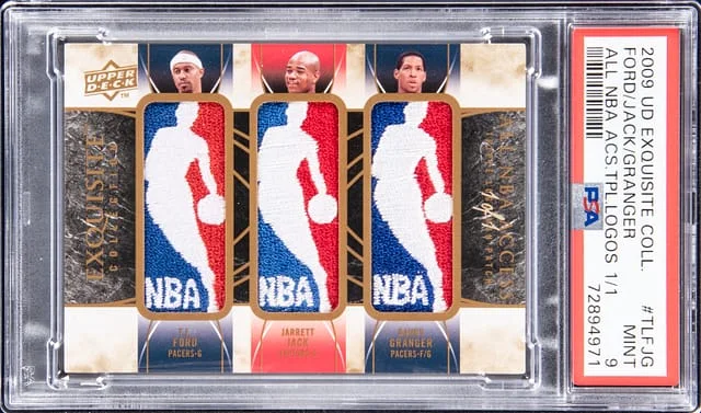 2009-10 Upper Deck Exquisite Collection Danny Granger/Jarrett Jack/T.J. Ford All NBA Access Triple Logoman #TL-FJG card image